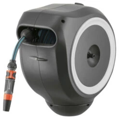 Gardena Wandslangenbox Roll Up 15 Grijs/wit Meter Incl. Tuinspuit